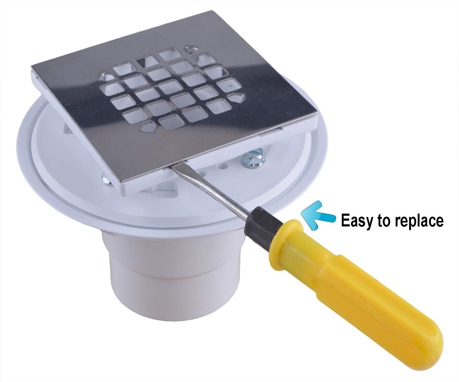 Hydro Master No-hub Bolt-down PVC Shower Drain with Top Stainless