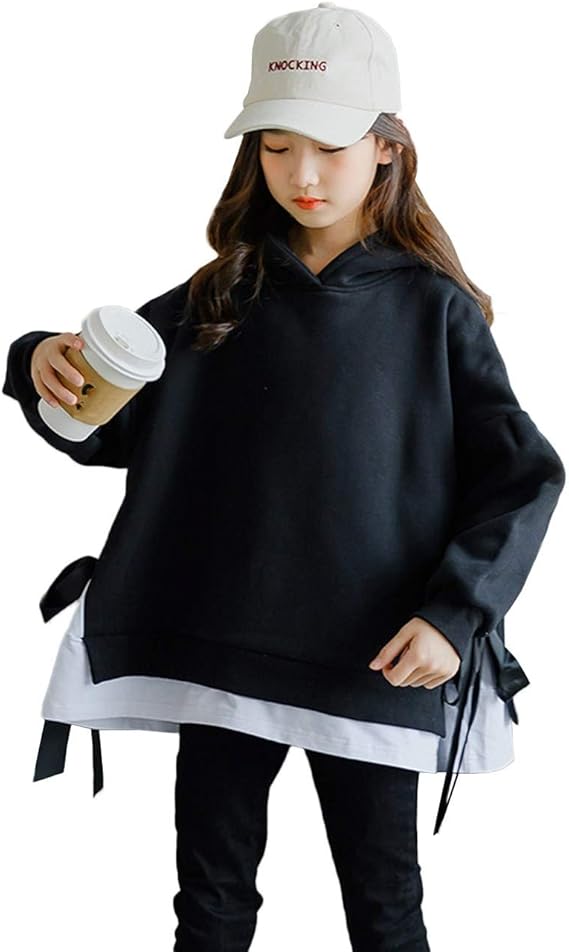 Amazon Jpバレンタインデー ガールズ パーカー トレーナー フード付き 偽二枚 重ね着風 子供服 女の子 プルオーバー 裏起毛 秋冬 防寒 トップス キッズ服 リボン付き 可愛い 韓国風 110 170 ジュニア トレーナー パーカー 通販