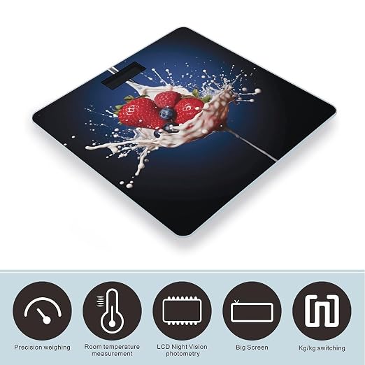 Balanza digital de baño con superficie de vidrio templado y LCD grande miniatura 3