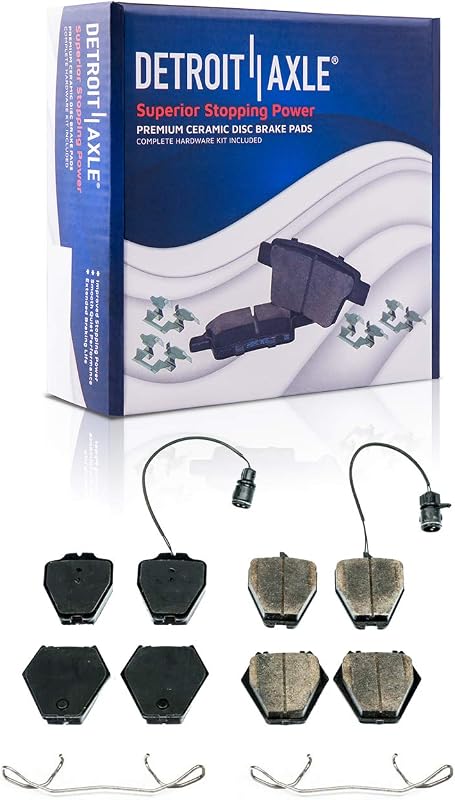 Pastilhas de freio dianteiras cerâmicas Detroit Axle P-839A para Audi Allroad Quattro 2004-2005 – Kit com 2 unidades