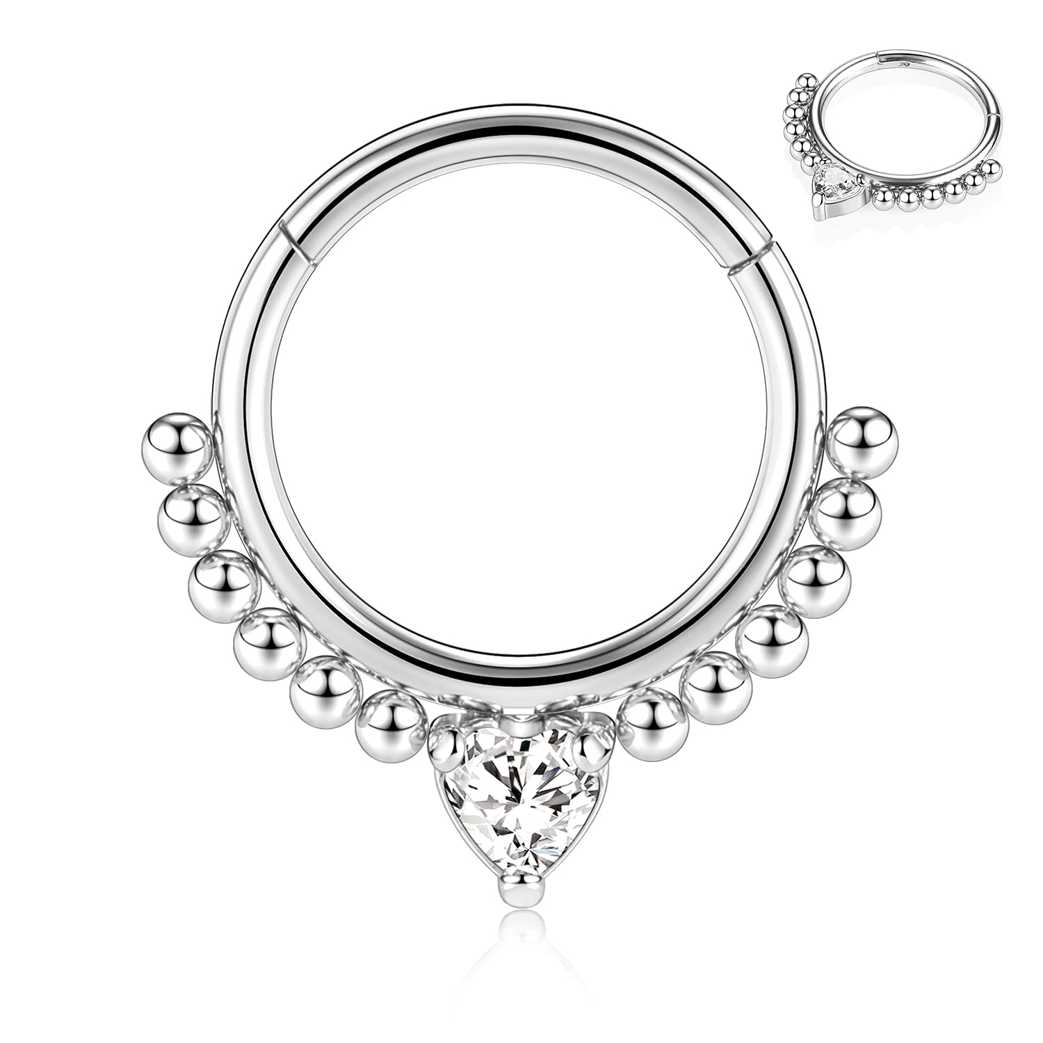 hengkaixuan 16G Septum Nose Rings Hoop Daith Earrings Surgical Steel Septum Clicker Ring Hirned Segment Seamless Clicker Ring Conch Hoop Ring Unisex Earrings Hoop Daith Piercing Jewellery — view 13