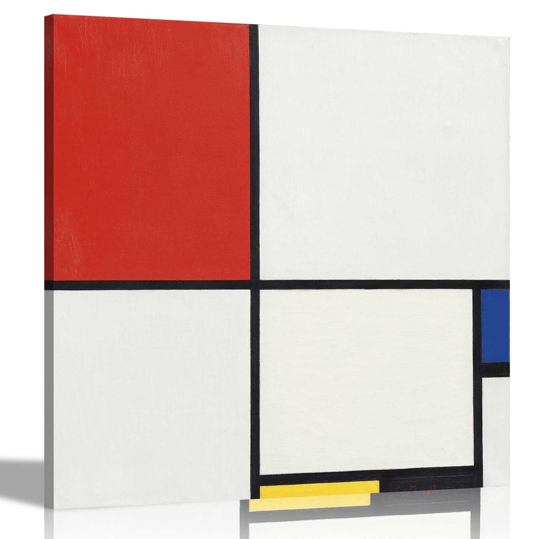 Artley Prints Composition 3 Red And Blue Composition 3 With Red And Blue By Piet Mondrian Canvas Prints Stretched Framed Wall Art Poster Artwork Pictures 60 X 60Cm (24 X 24 Inches)