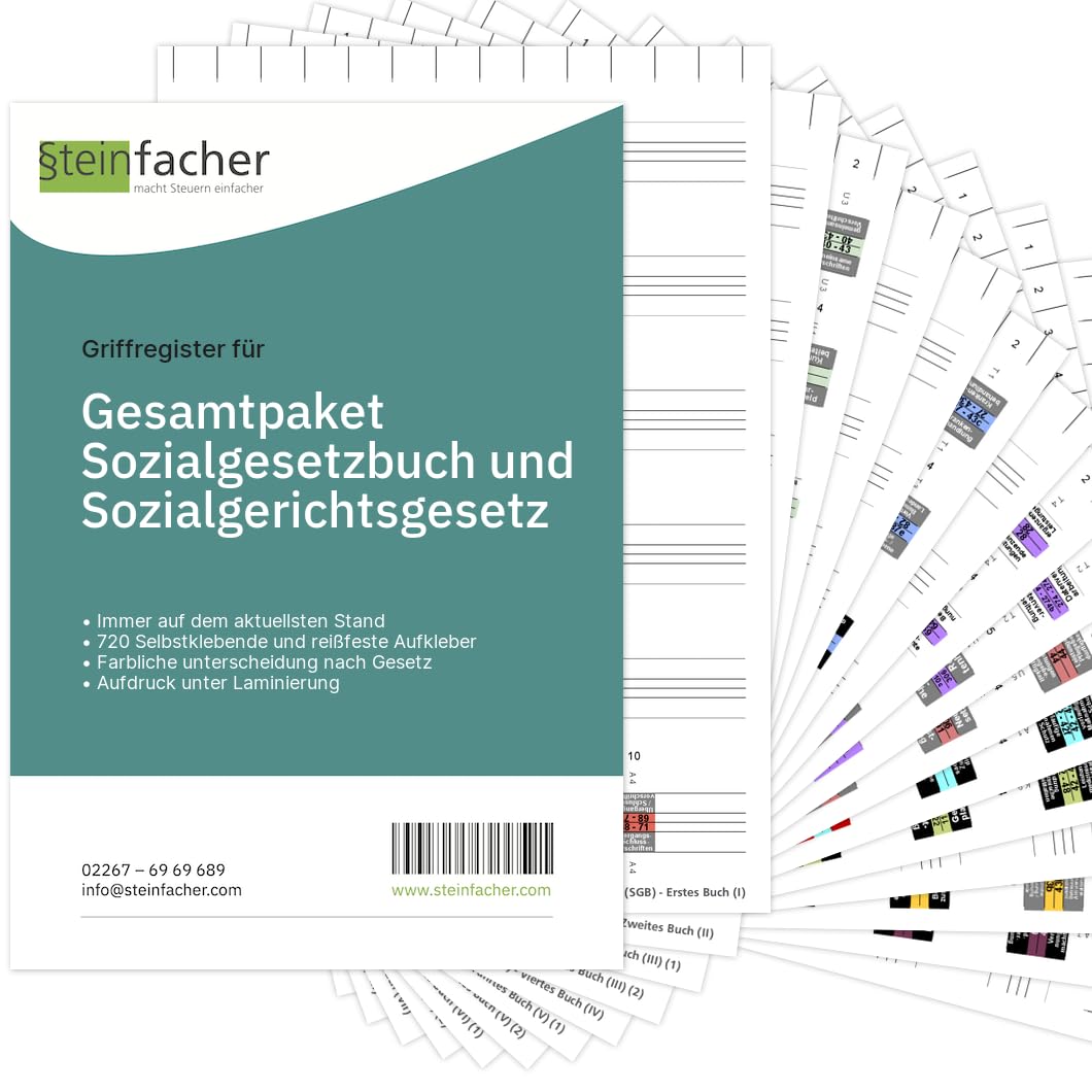 Griffregister Gesamtpaket für SOZIALGESETZBUCH (SGB) und SOZIALGERICHTSGESETZ (SGG) (ohne Folien)