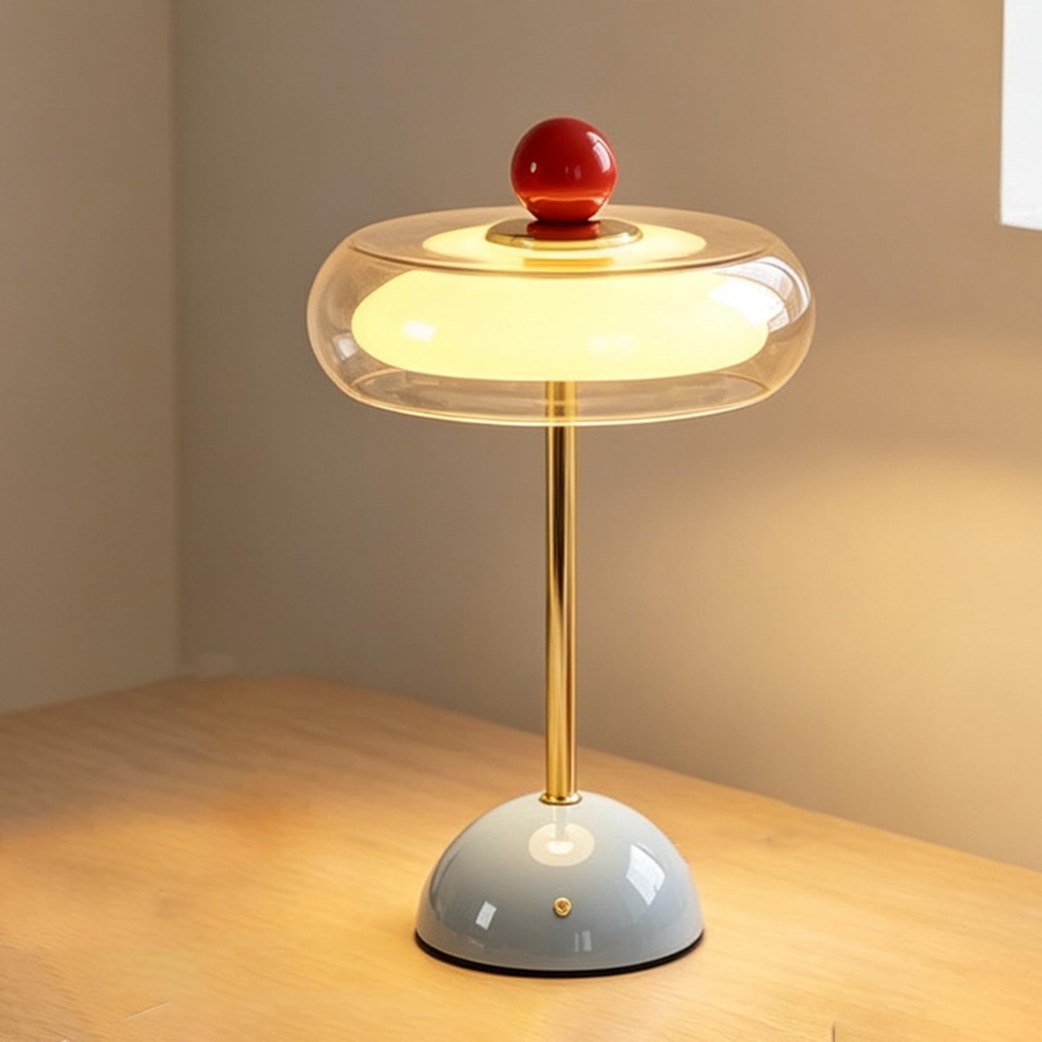 Lámpara de Mesa LED Inalámbrica Lámpara con Forma de Seta Batería Recargable USB Lámpara de Mesita de Noche Lámpara que Funciona con Pilas Lámpara Táctil Lámpara Decorativa Para el Dormitorio,Azul