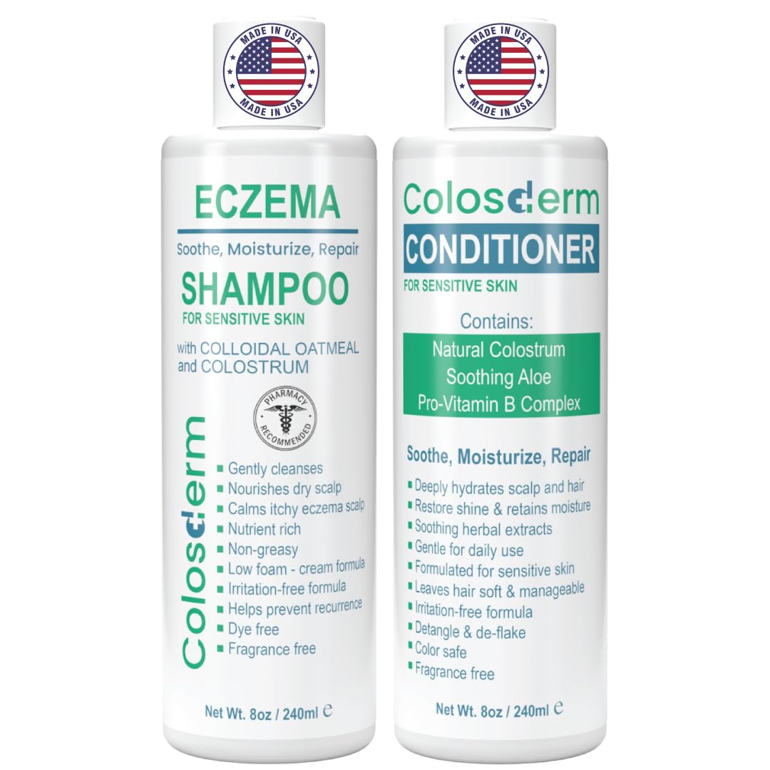 Eczema Cream Shampoo and Conditioner Scalp Treatment for Sensitive Skin for Kids & Adults- Colostrum & Colloidal Oatmeal -Itchy Scalp Anti Dandruff