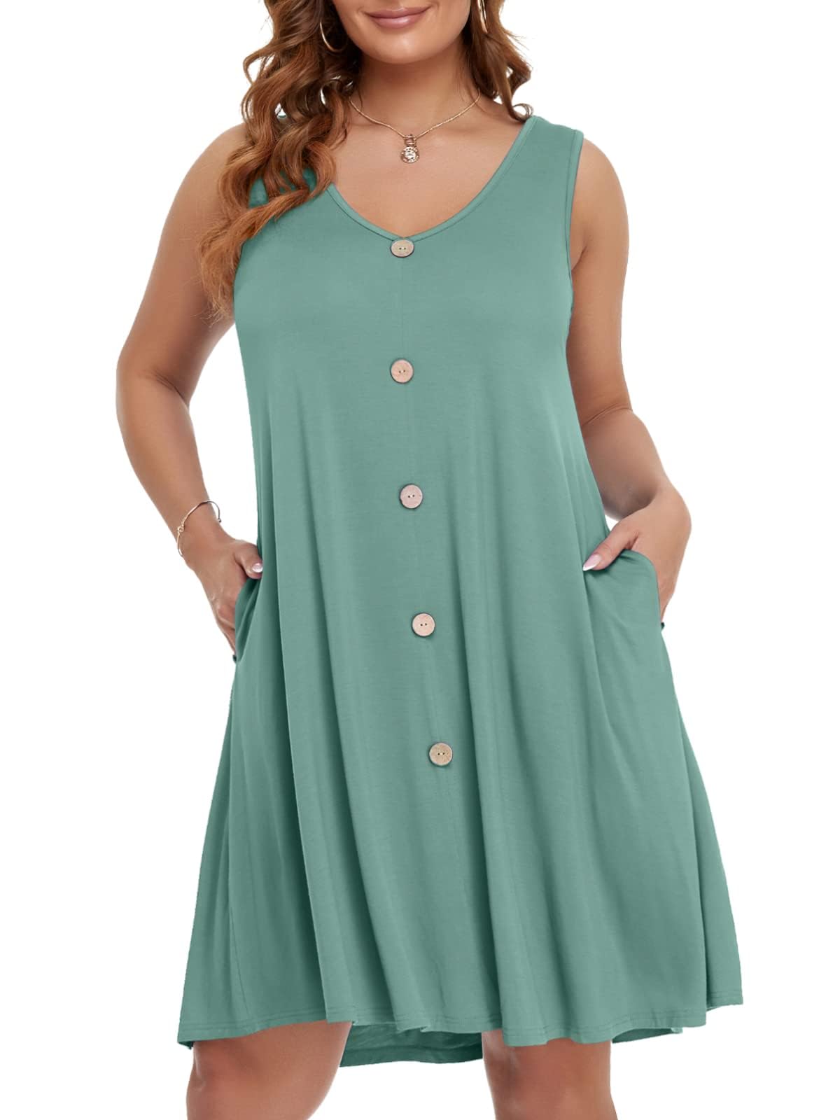 BELAROI Summer Dresses for Women Beach Tshirt Sundress V Neck Casual Swing Tank Dress Swimsuit Cover Ups Pockets