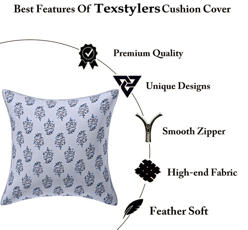 Image of Texstylers Pure Cotton Reversible Jaipuri Print 20x20 Inch Cushion Covers,05