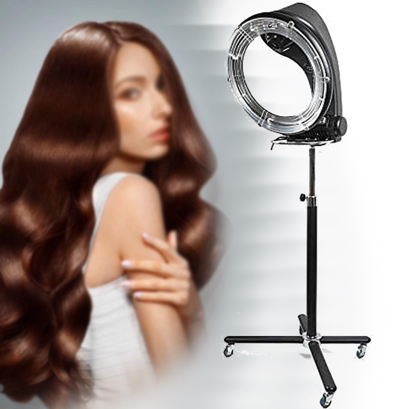 950W Professional Salon Orbiting Hair Dryer Color Processor Accelerator Adjustable Standing with Rolling Base Beauty Spa Home
