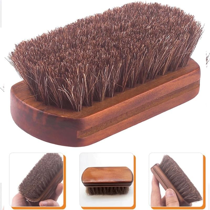 Clean Shoes Horsehair Soft Solid Wood Leather Tool Brush Polishing Horse Mane