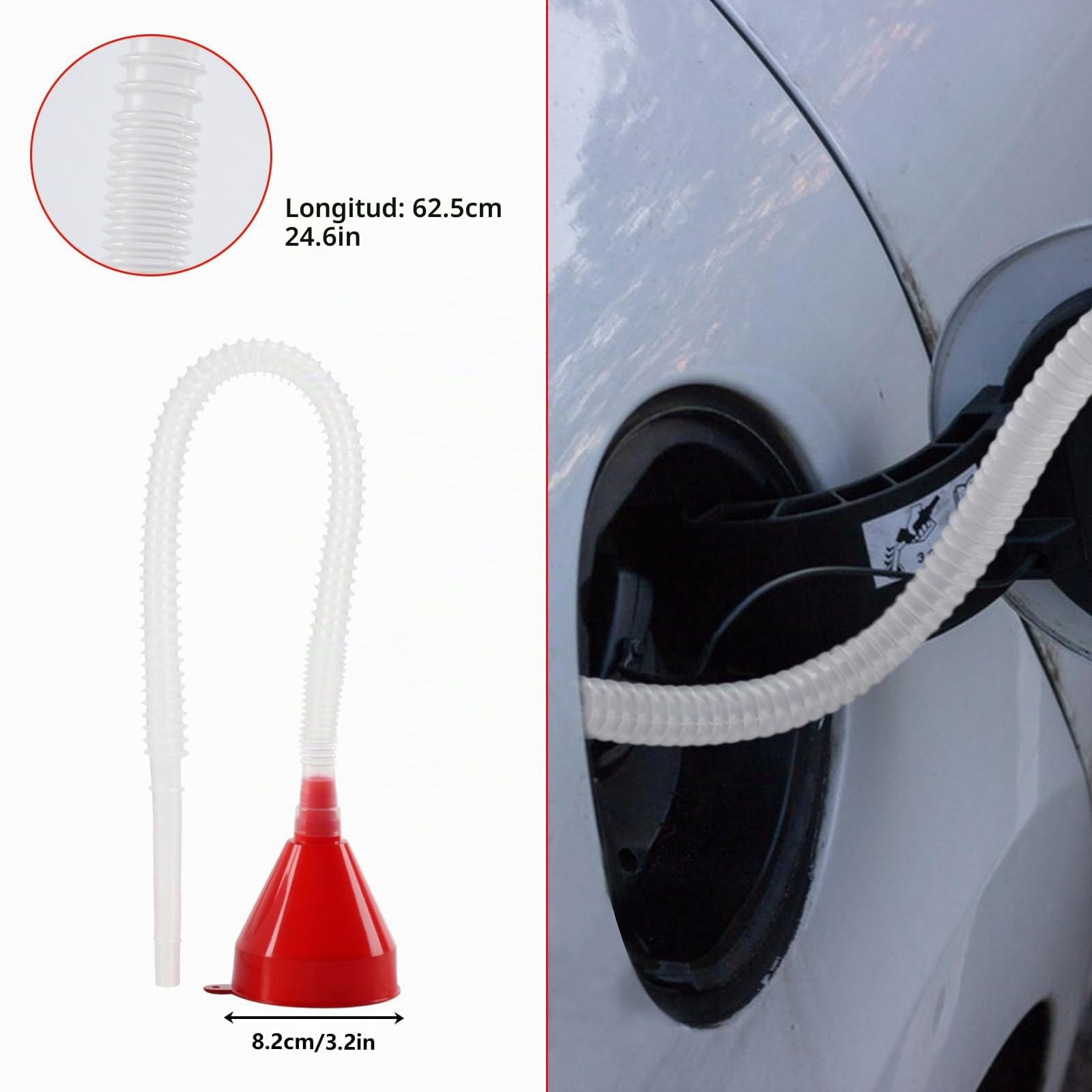 Juego de 11 embudos de inserción, embudo para coche con manguera, juego de embudo de plástico flexible, embudo de aceite grande, embudo de aceite universal para coche, para taller, cocina, aceite