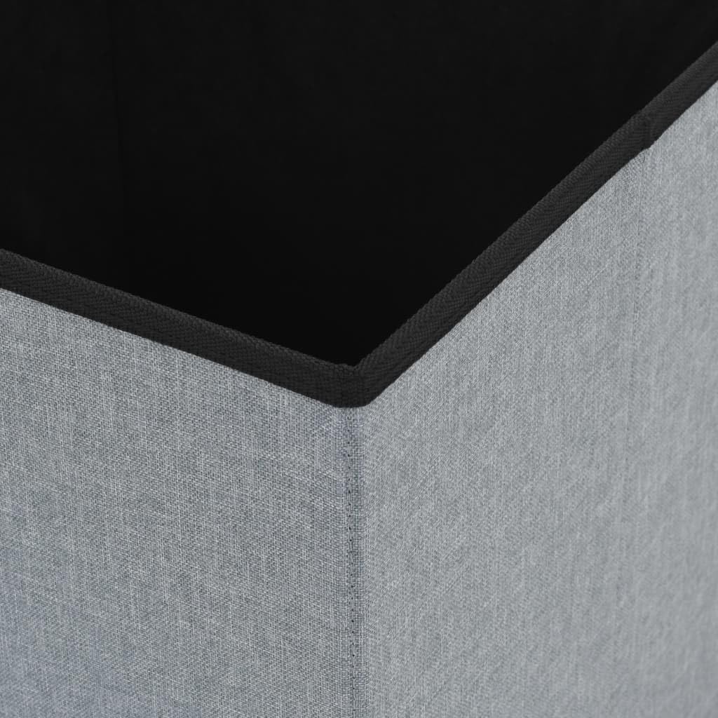 Genérico Taburetes almacenaje Plegables 2 uds Lino sintético Gris Claro,Sillas,Taburetes y sillas plegables-247080