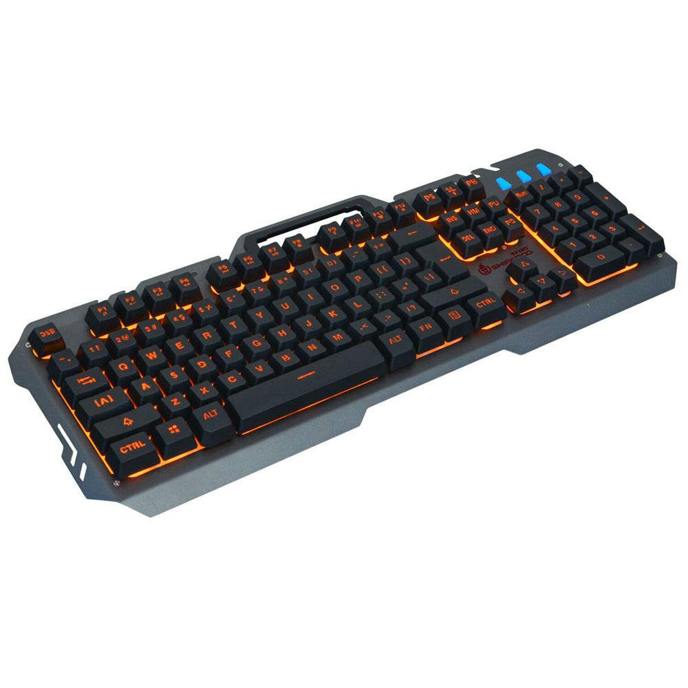Tastiera cablata Retroilluminata a LED USB Tastiera da gioco ergonomica Gamer con supporto per telefono Nero/Arancione Retroilluminato