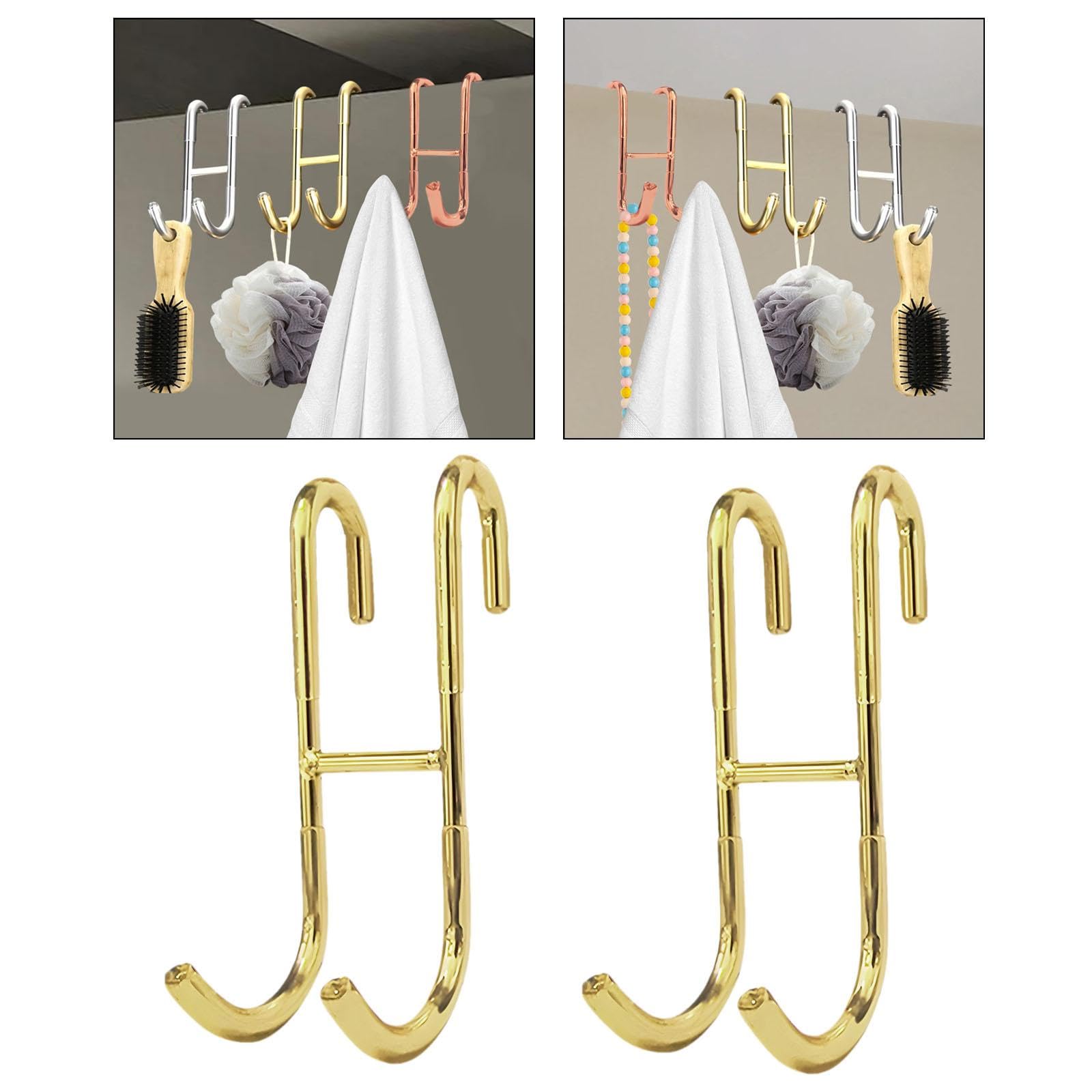 Sharplace Paquete de 2 Ganchos para Puerta de Ducha para Colgar, Decoración, Organizador, Percha, Toallero para Baño, Cocina, Bolso, Monedero, Albornoces, Oro