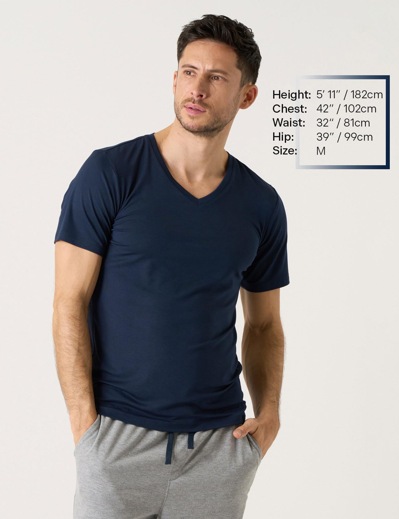 LAPASA Camiseta Manga Corta para Hombre Camiseta Interior Sólida Transpirable con Cuello en V y Cuello Redondo (Paquete de 2) M07/M08