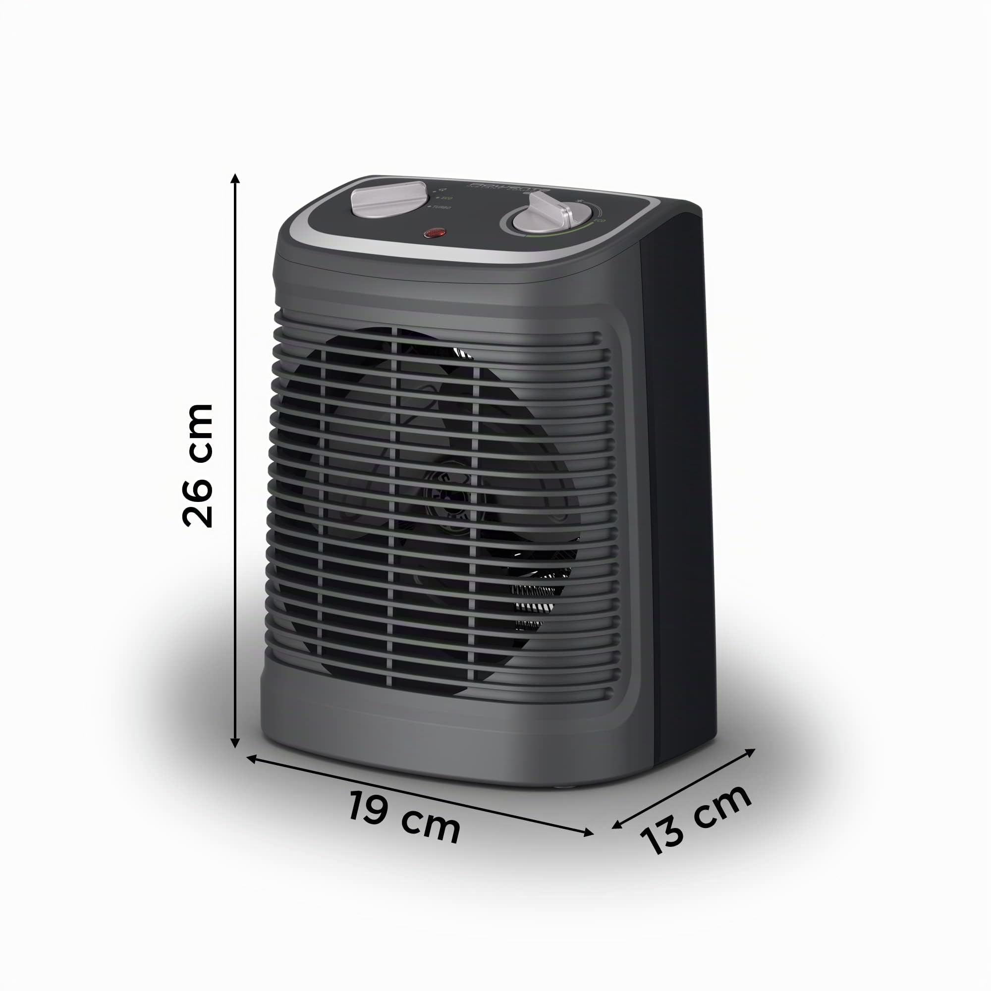 Rowenta Instant Comfort Compact, Termoventilatore, Due livelli di potenza, 2 velocità di riscaldamento, Silenzioso, Facile da trasportare, 44 dB(A), Grigio/Nero, SO2330