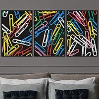 3 Piece Framed Canvas Wall Art Abstract Colorful Cool Geometric Canvas Prints Home Artwork Decoration for Living Room,Bedroom - 16