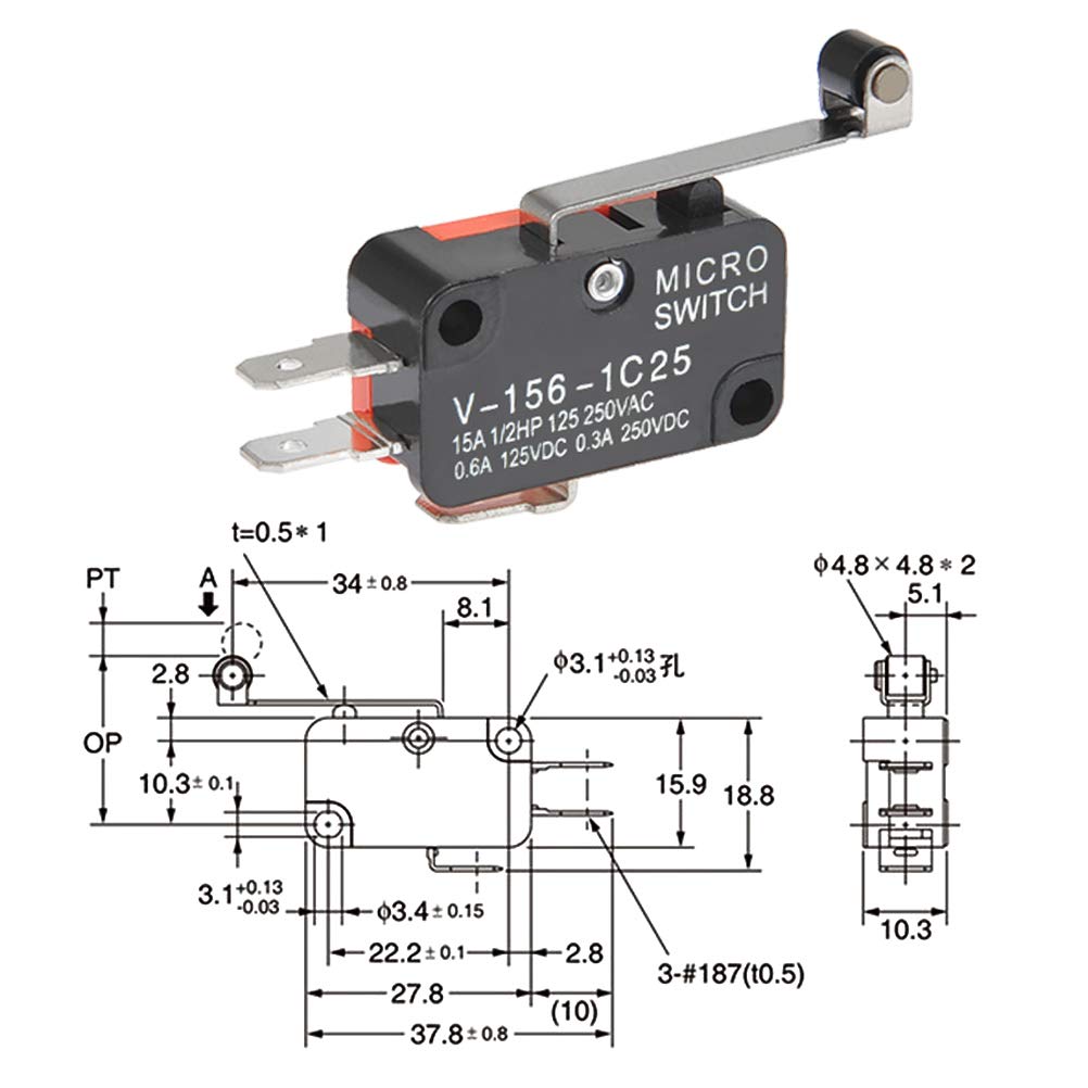 BUYGOO 6Pcs V-156-1C25 Micro Limit Switch, Microwave Door