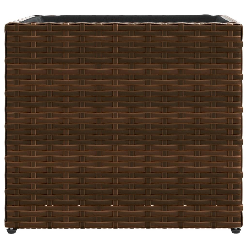 Macetero marrón 36 x 30 x 32 cm de ratán sintético con estructura de acero, resistente a la intemperie, para balcón, jardín, decoración interior y exterior
