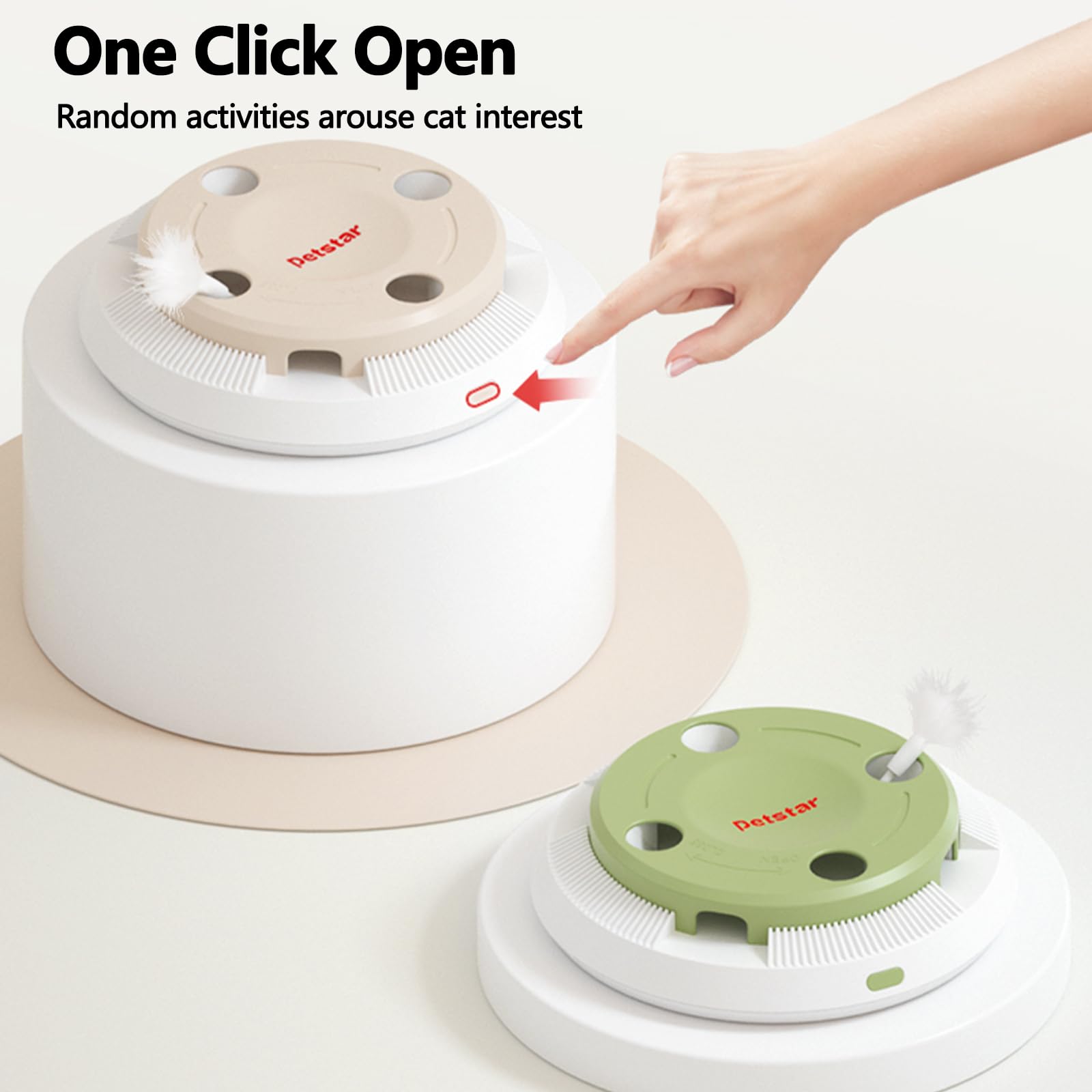 Galatée Interaktives Katzenspielzeug, Automatisches Katzenspielzeug, Intelligentes Katzenfederspielzeug, Katzen-Teaser, Robustes ABS-Material, Automatisches Katzenspielzeug Für Hauskatzen(Grün)