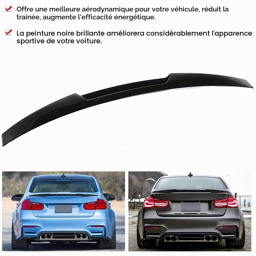 Voiture Becquets arrière Pour BMW 3 Series F30 2013-2019 /M3 F80 Sedan 2014-2018 ,ABS Ailettes arrière Aileron de toit Coffre Aile Personnalisation armatures caisse modification Pièces détachées