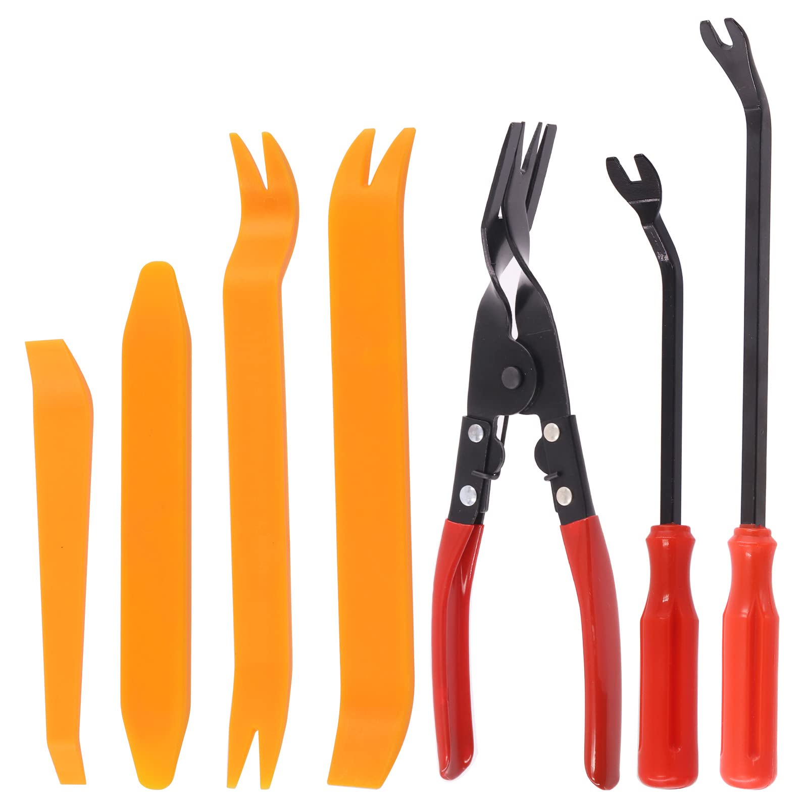 7Pcs Auto Car Trim Removal Tool Kit with Clip Fastener Remover Pliers and Fastener Removal Tool Universal Car Interior Door Panel Clip Removal Tool Kit for Auto Car Clip Panel Installer