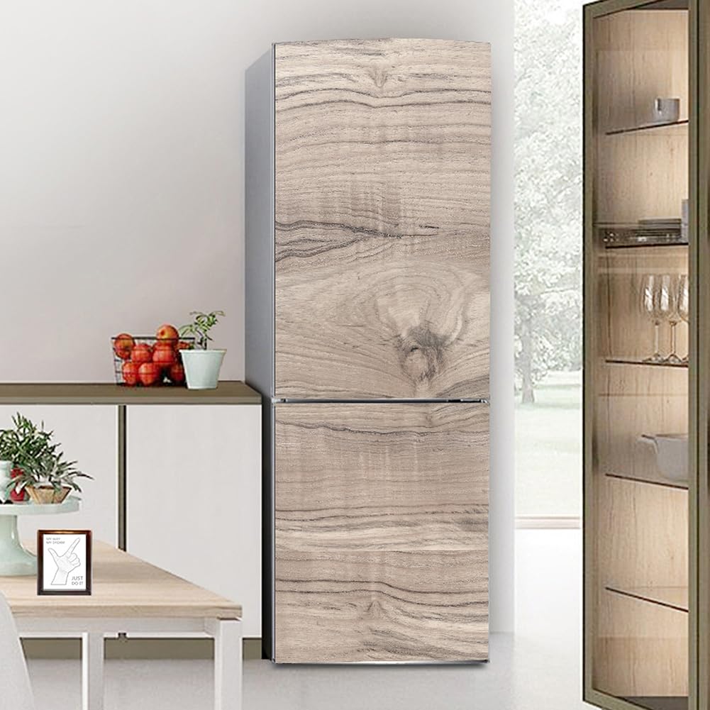 Fridge Sticker, Fridge Sticker Full Covering Door Covers Skins Wall Stickers for Kitchen Decal, Wood Grain Effect(S: 60x150 cm)