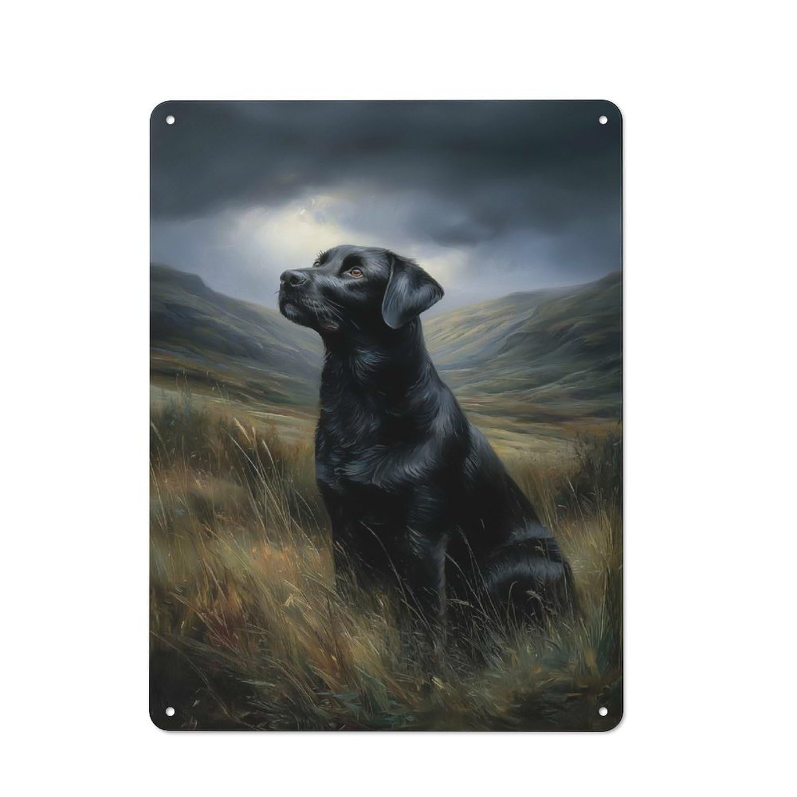 Junmoney Style-2 Casual Black Labrador In Highland Garden Room Metal Sign 40X30cm, Porch Wall Decor For Conservatory, Home Bar Or Utility Room