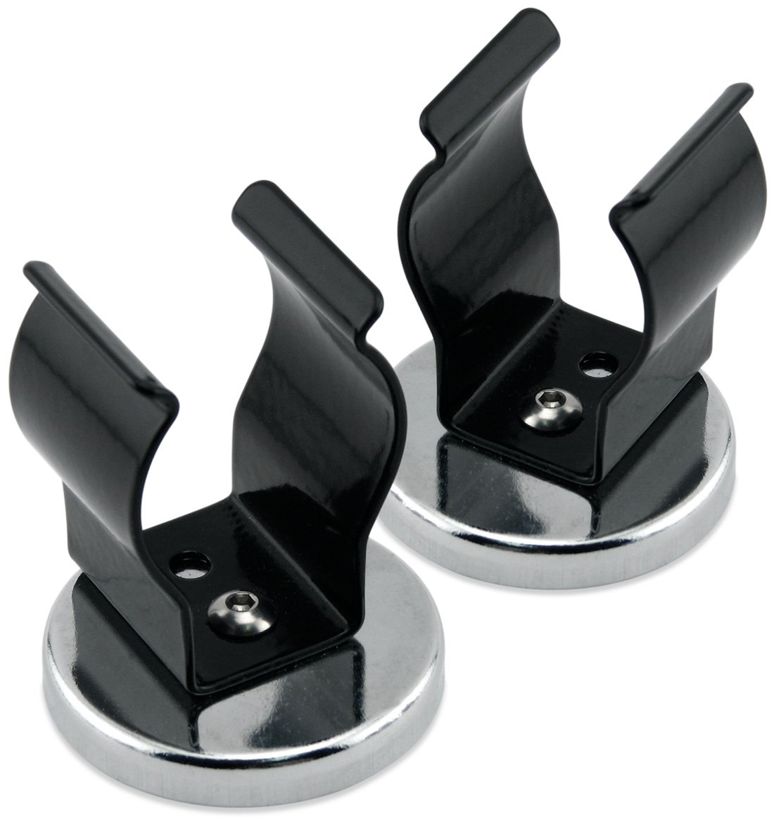 Master Magnetics RB50BNCCX2 Magnetic Hook, Round Base Magnet Fastener with Steel Clip Chrome Plate, 2.04" Diameter, 2.285" Total Height, 35 Pounds, Silver (Pack of 2)