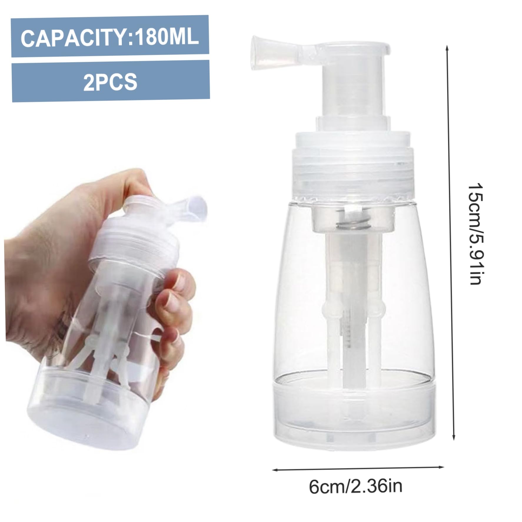 Lot de 2 flacons pulvérisateurs de poudre distributeur de poudre portable de 180 ml avec buse convergente distribution uniforme de la poudre en spray pour poudre pour bébé poudre pour le corps