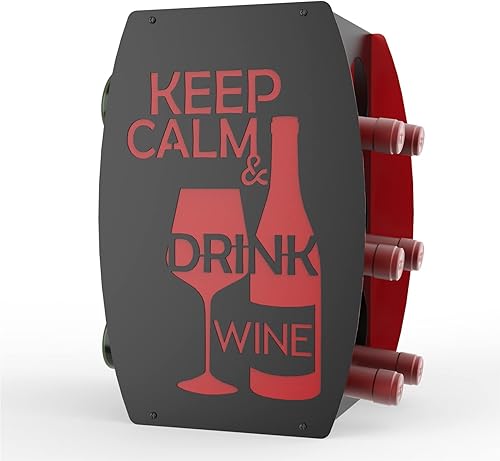 Mango Steam Estante para vinos Keep Calm de dos tonos, negro y rojo