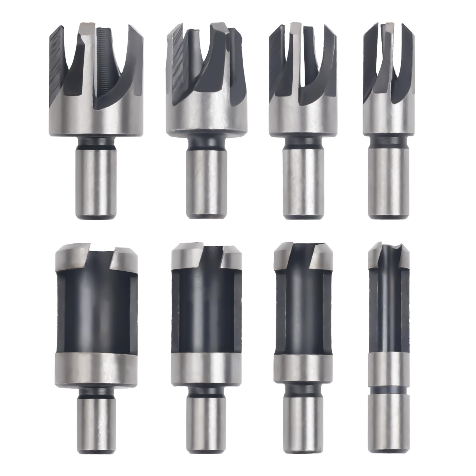 8 Pieces Wood Hole Cutter Drill Bit Set, 6mm 10mm 13mm 16mm Straight and Tapered Wood Plug Cutters Set Woodworking Tool Set TS/MSZ-01