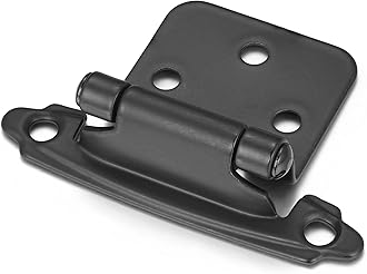 Vallecloud 10 Pack (5 Pair) Matte Black Self Closing Cabinet Hinges for Flush Mount Kitchen Cabinet Door, 1/2" Overlay (Variable) Face Frame Semi Concealed Kitchen Cabinet Hinges