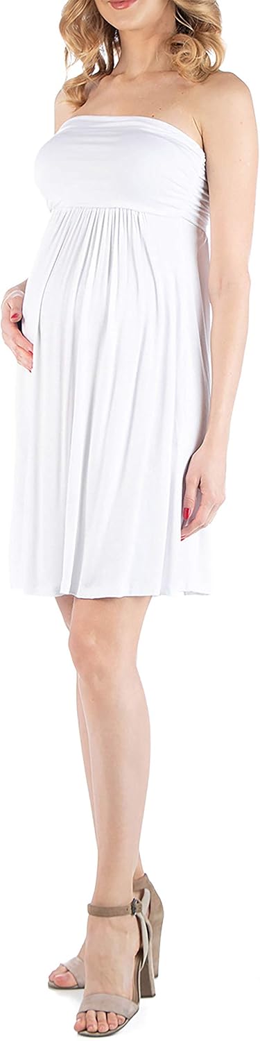 24seven Comfort Apparel Womens Maternity Empire Waist Tube Strapless Beach Mini Dress - Made in USA -Small-3X