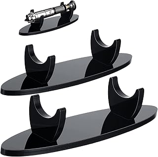 WANLIAN Lightsaber Display Stand Sword Stand Acrylic Desktop Display Stand Samurai Knife Stand for Lightsaber Display Decoration (Oval Black 2 packs)