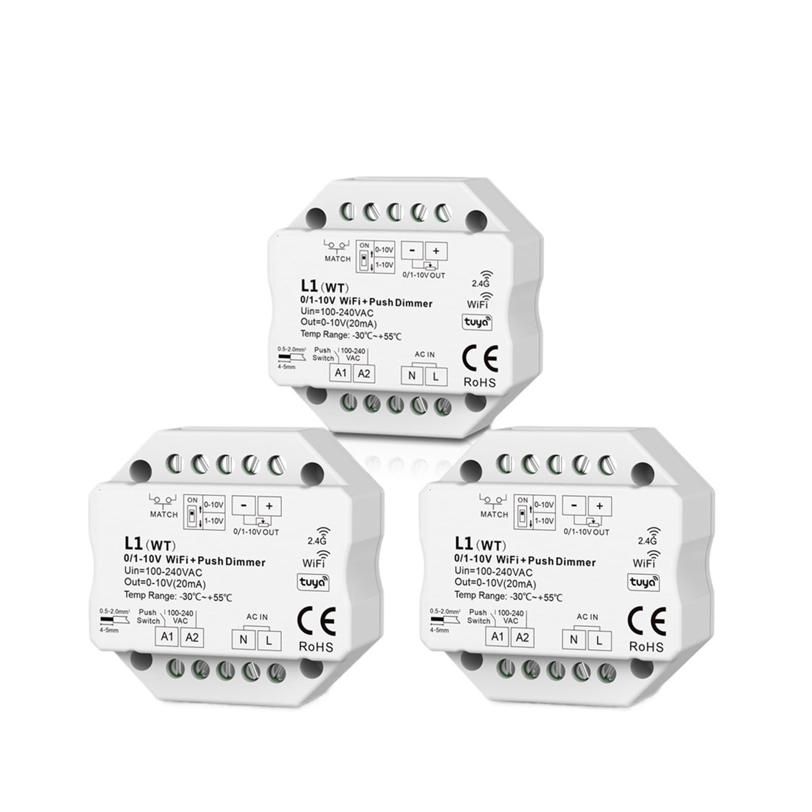 Variateur LED sans fil anti-scintillement 0/1-10V AC Push commande à distance