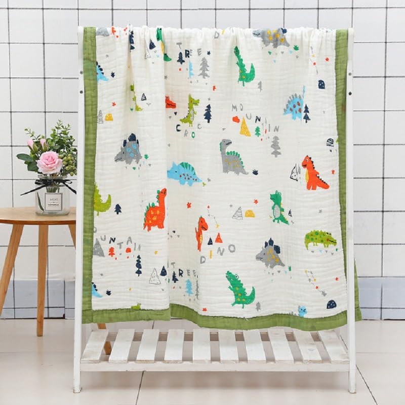 Fabrify Pure Organic Cotton 6 Layer Muslin Blanket for Baby | Ultra-Soft Swaddling Towel for Newborns and Toddlers |110 X110 Cm | 0-3 Years (Fix Design), Pack of 1, Multicolor (Dino) 3