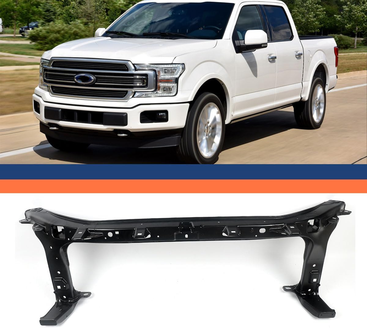 Aluminum Alloy Radiator Core Support Compatible with 2015-2022 Ford F150 Replace for FL3Z16138A ML3Z16138A Front Radiator Support Assembly Panel Upper