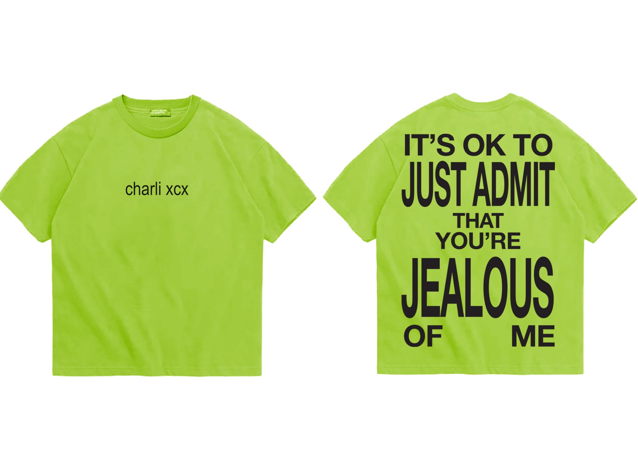 Charli XCX Unisex-Adult Offical Merch Jealous of Me T-Shirt, Green, XL