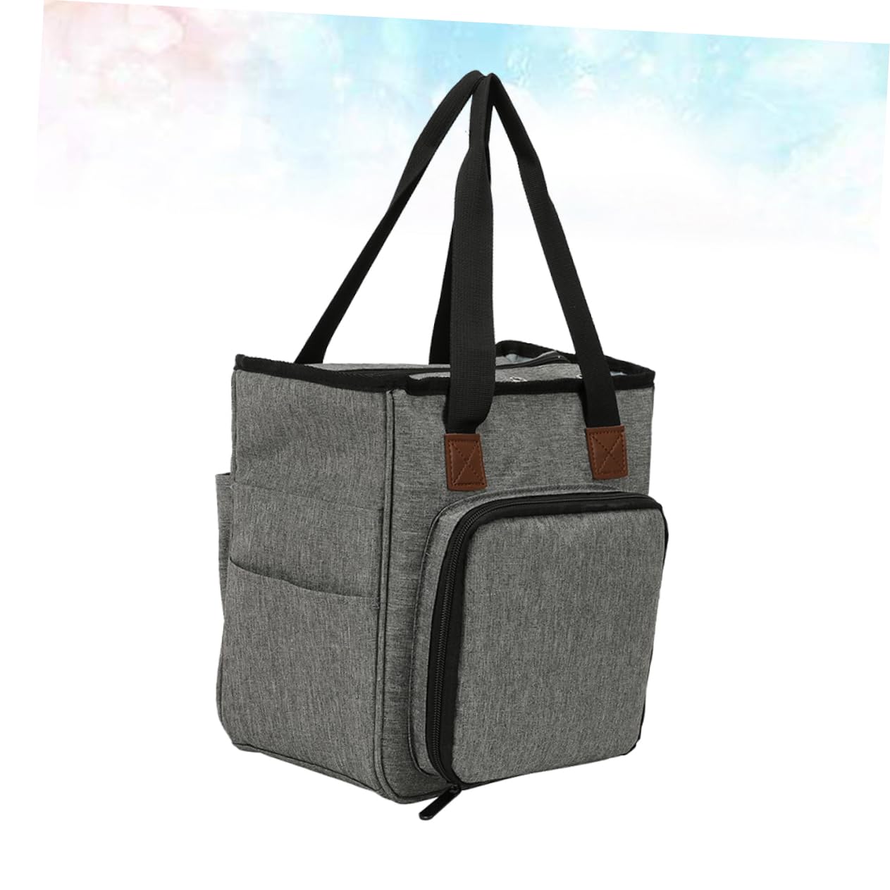 Modische Aufbewahrungstasche Für Wollgarn in Großer Größe Grau Aus Stoff Mit Mehreren Fächern Schultertasche Für Strick- Und Häkelzubehör Zuhause Und Unterwegs
