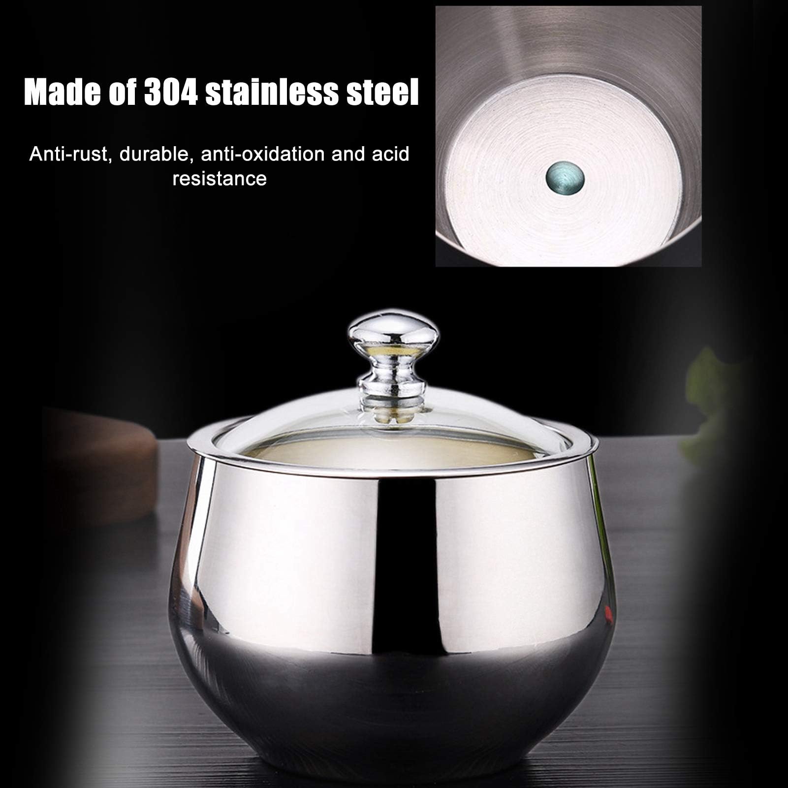 3 Pots à épices, Sucrier Durable En Acier Inoxydable 304 Avec Couvercle Visuel, Distributeur De Sucre élégant Et élégant Avec Cuillère à Couvercle, Pour la Maison, la Cuisine
