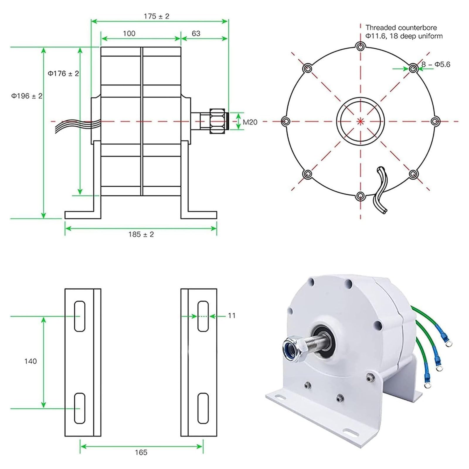 Generatore A Magnete Permanente da 12000 W Senza Ingranaggi, Alternatore A Bassa velocità da 12V, 24V, 48V, Generatore Eolico Domestico, Alternatore Trifase con Base per Turbina Eolica,220V