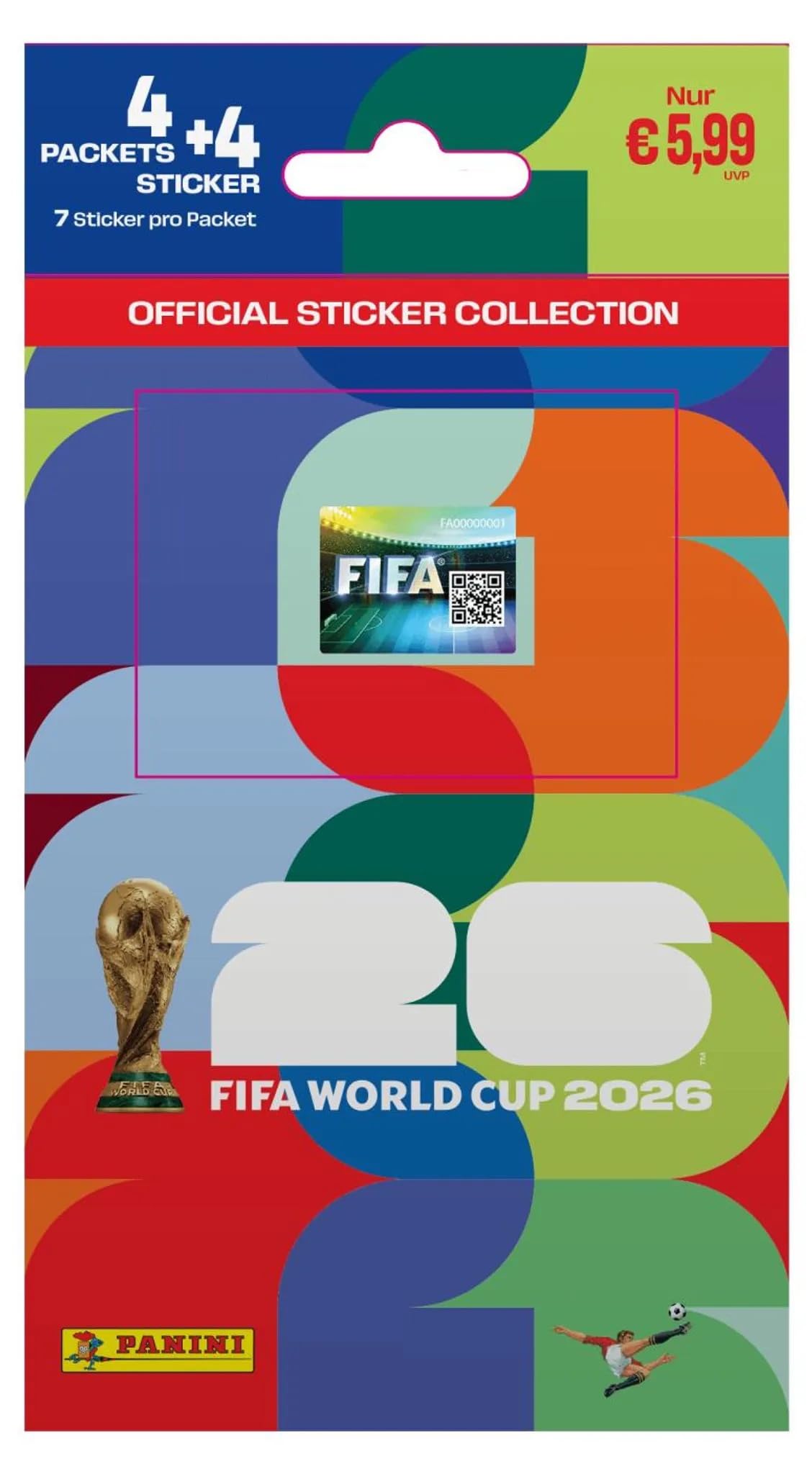 Panini FIFA World Cup 2026 Sticker Collection Mini Multipack | 4 Packs + 4 Bonus Stickers | Official World Cup 2026 Collectible Stickers | Original Panini