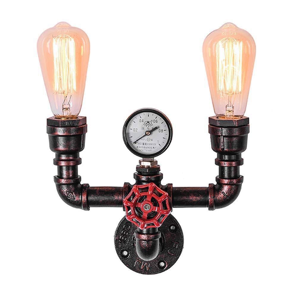 SXECAEPS Creative Retro Water Pipe Wall Lamp Sconce Amen Vintage Industrial Light Fixtures Loft 3 Heads Steampunk Background Nostalgic E27 Interesting