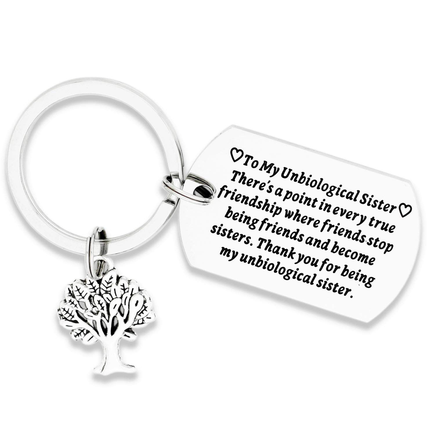 AHAETH Unbiological Sister Keychain Thank You for Being My Unbiological Sister Jewelry Women Friend Like A Siseter Gift