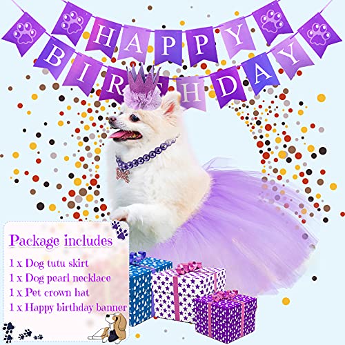 Disfraz cumpleaños perro 4 piezas tutu corona collar miniatura 6
