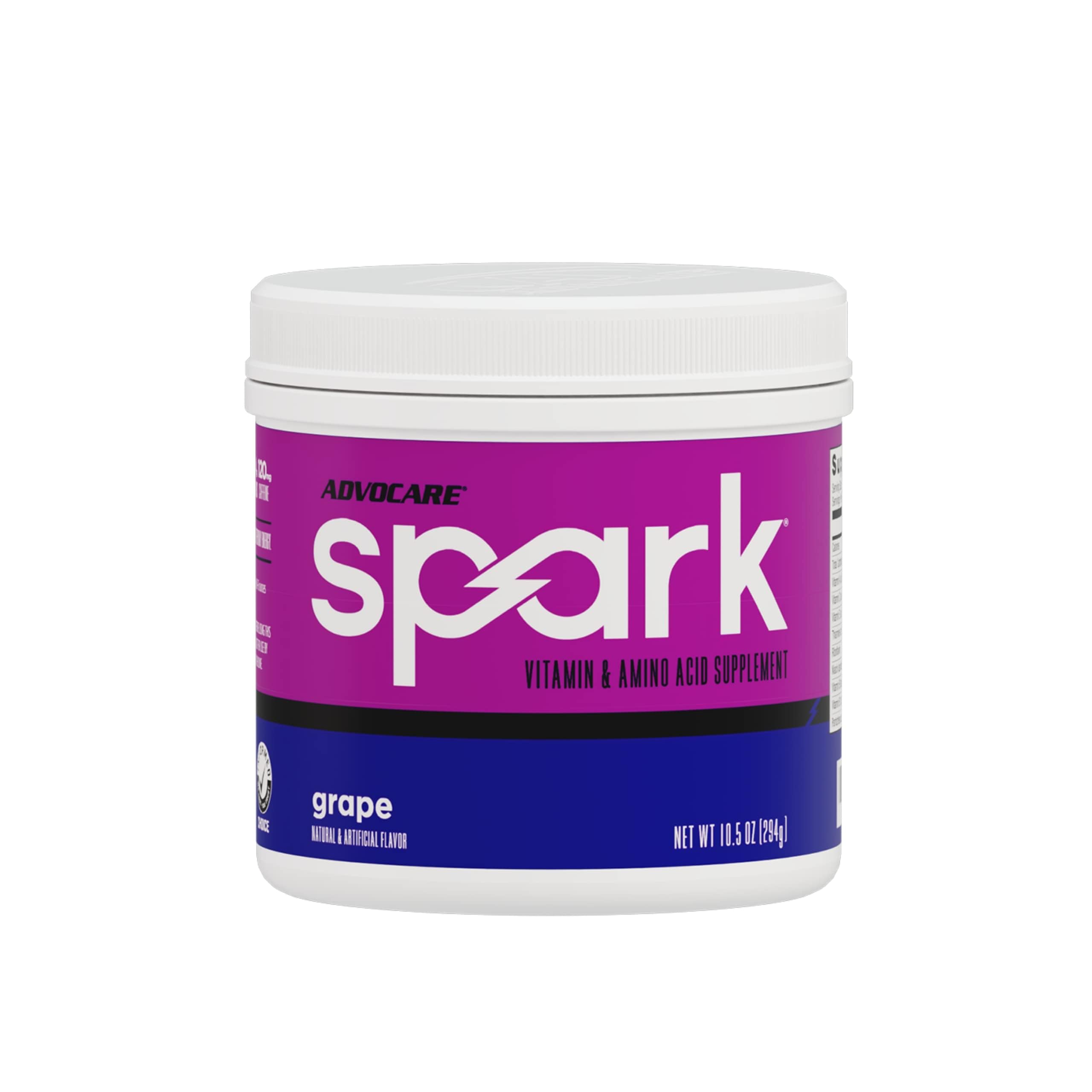 Spark - Energy Drink Mix - Vitamin & Amino Acid Supplement - Supports Energy & Focus - Portable Immune Support - Sugar-Free - Grape (10.5