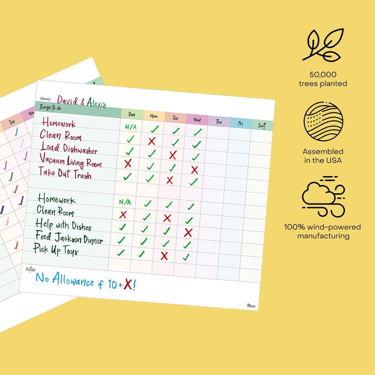 M.C. Squares Dry Erase Chore & Task Chart for / Chart, Multicolor