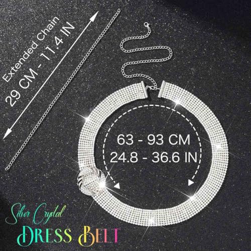 BODIY Silver Rhinestone Dress Belts Shiny Diamond Fashion Belts Accessories for Women2