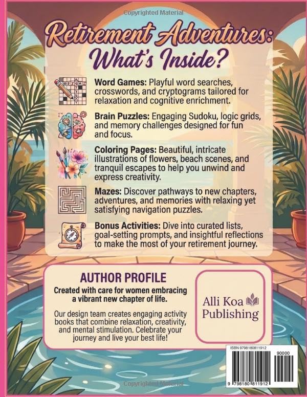 Retirement Activity Book For Women: 100+ Large Print Word Games, Brain Puzzles, Coloring Pages, Mazes, and Bonus Activities For Relaxation And Mindfulness l The Perfect Retirement Gift For Women image 3