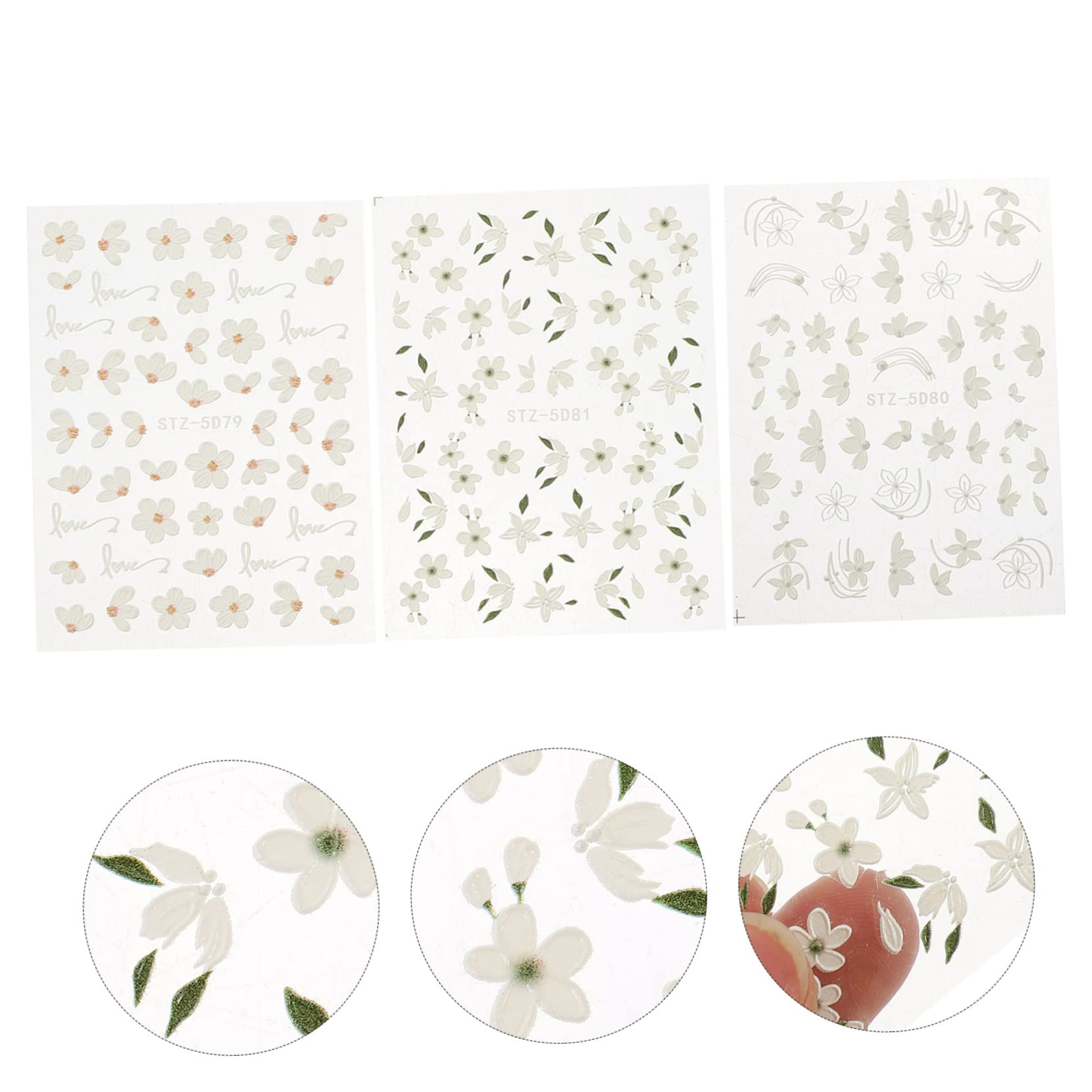 12fogli Adesivi Per Unghie Embossed Flower Per Nail Art Decorazioni Unghie Autoadesive e